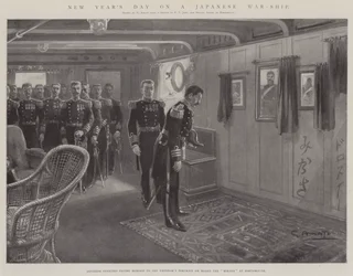 Neujahrstag auf einem japanischen Kriegsschiff